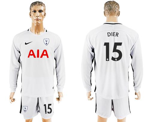 Tottenham Hotspur #15 Dier Home Long Sleeves Soccer Club Jersey - Click Image to Close